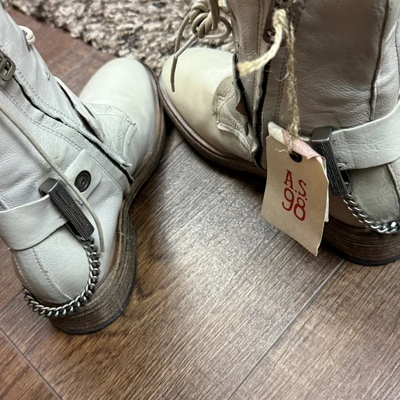 A.S.98 Faust Off-White Lace-Up Moto Leather Boots 
Size 37EU Women - Picture 9 of 16